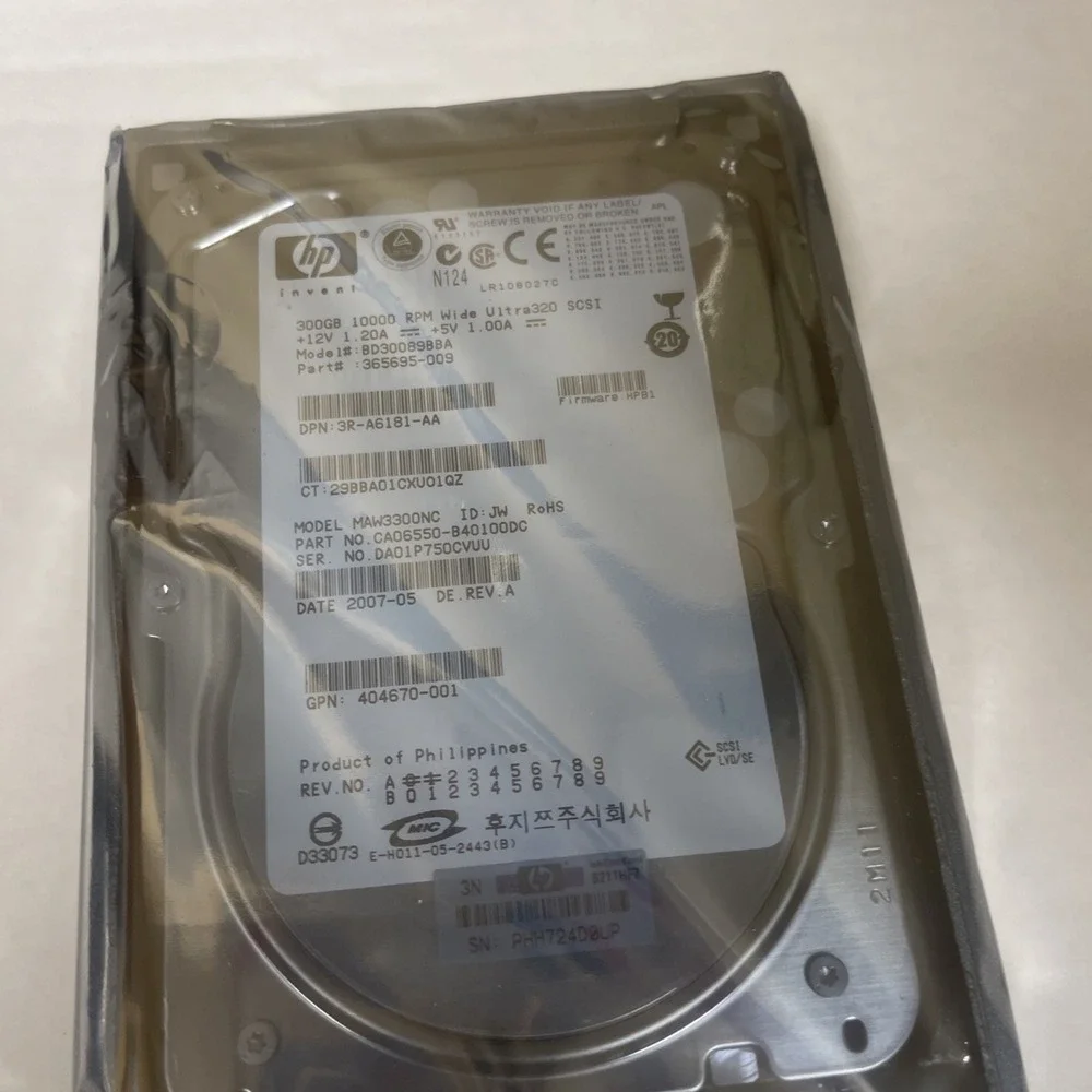 HP 300GB 10K RPM Ultra320 SCSI drive (model: BD30089BBA)